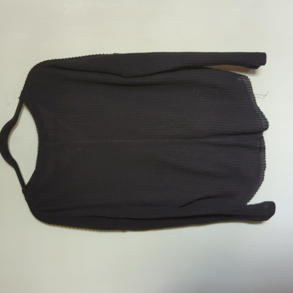 Lara Fashion Button Tie-Front Black Waffle-Knit Cardigan Boxy Oversized Size M - Picture 5 of 5